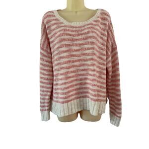 Aeropostale Oversized Knit Sweater Pullover Slouch Striped Pink White Size XL
